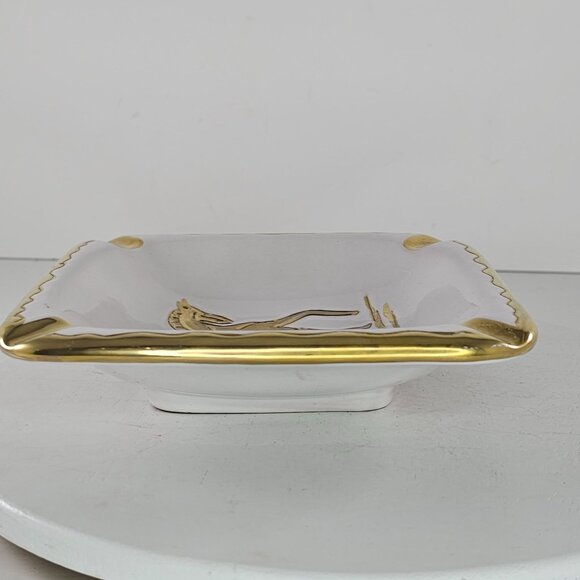 Art Deco Ugo Zaccagnini Italian Ashtray Catchall Horse Rider Pottery Signed - Picture 9 of 9